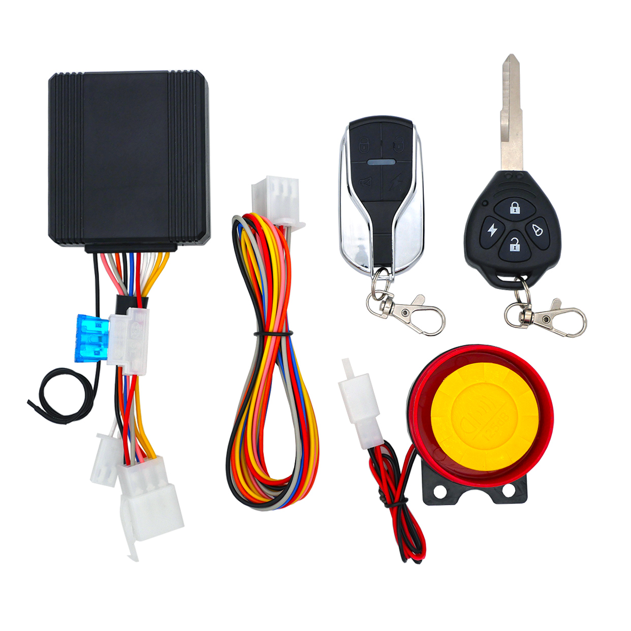 Joystick Module - ระบบสัญญาณกันขโมยรถจักรยานยนต์รีโมทคอนโทรลไร้สายเครื่องยนต์สตาร์ทหยุดด้วยรีโมทคอนโทรลคีย์โมดูลฮอร์นสําหรับรถจักรยานยนต์ 12V