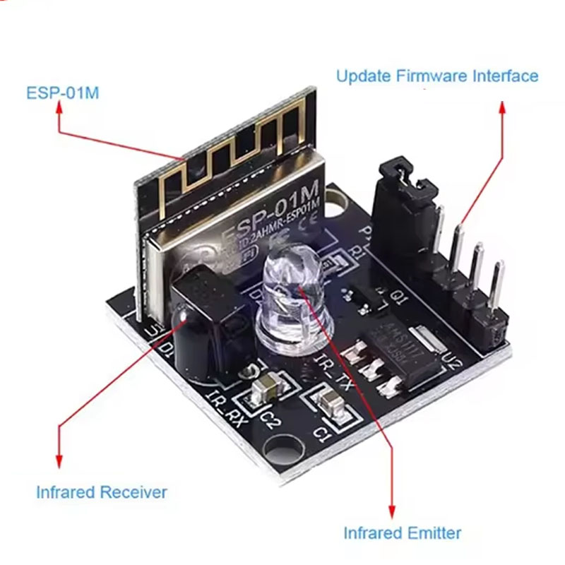Ir Remote Module - ESP8285 ESP-01M WiFi ไร้สาย IR เครื่องส่งสัญญาณรีโมทคอนโทรลโมดูลบอร์ดพัฒนาสําหรับ