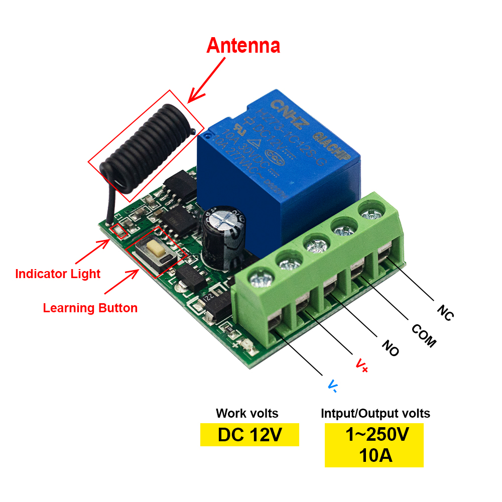 QACHIP 433MHz DC 12V รีโมทคอนโ - Ir Remote Module บทวิจารณ์และราคา
