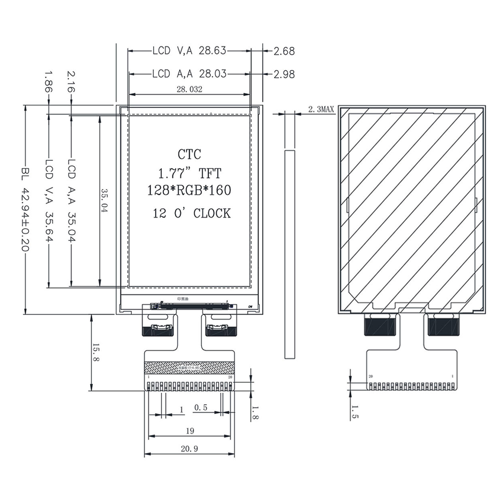 1.77 นิ้วหน้าจอ LCD จอแสดงผล T - Tft Display 2.4 บทวิจารณ์และราคา