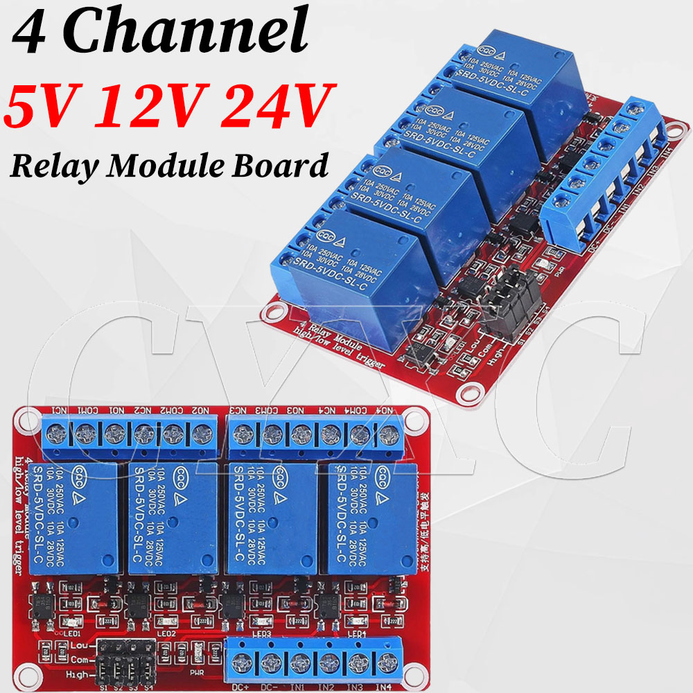 4 ช่อง 5V 12V 24V รีเลย์โมดูล  - Relay Module 4 Channel บทวิจารณ์และราคา